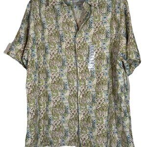 Margaritaville Silk And Linen Men's XL Short Sleeve Up Button Shirt - NWT
